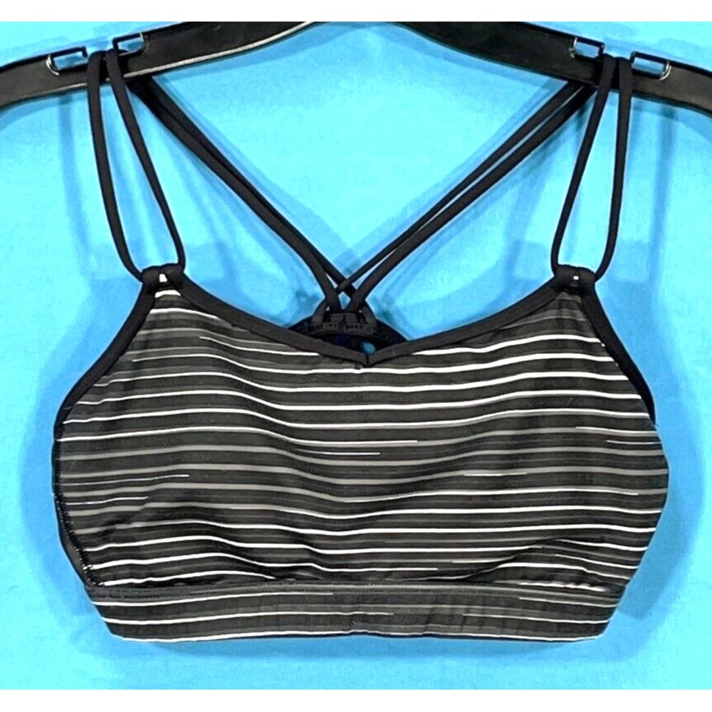 LULULEMON Make a Move Sports Bra TWISTED DUNE SILVER FOX Black Stripes MESH 6